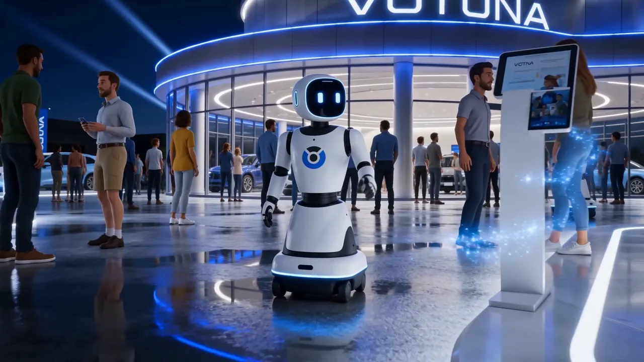 Asistente robot de Claxcar en el showroom de una concesionaria